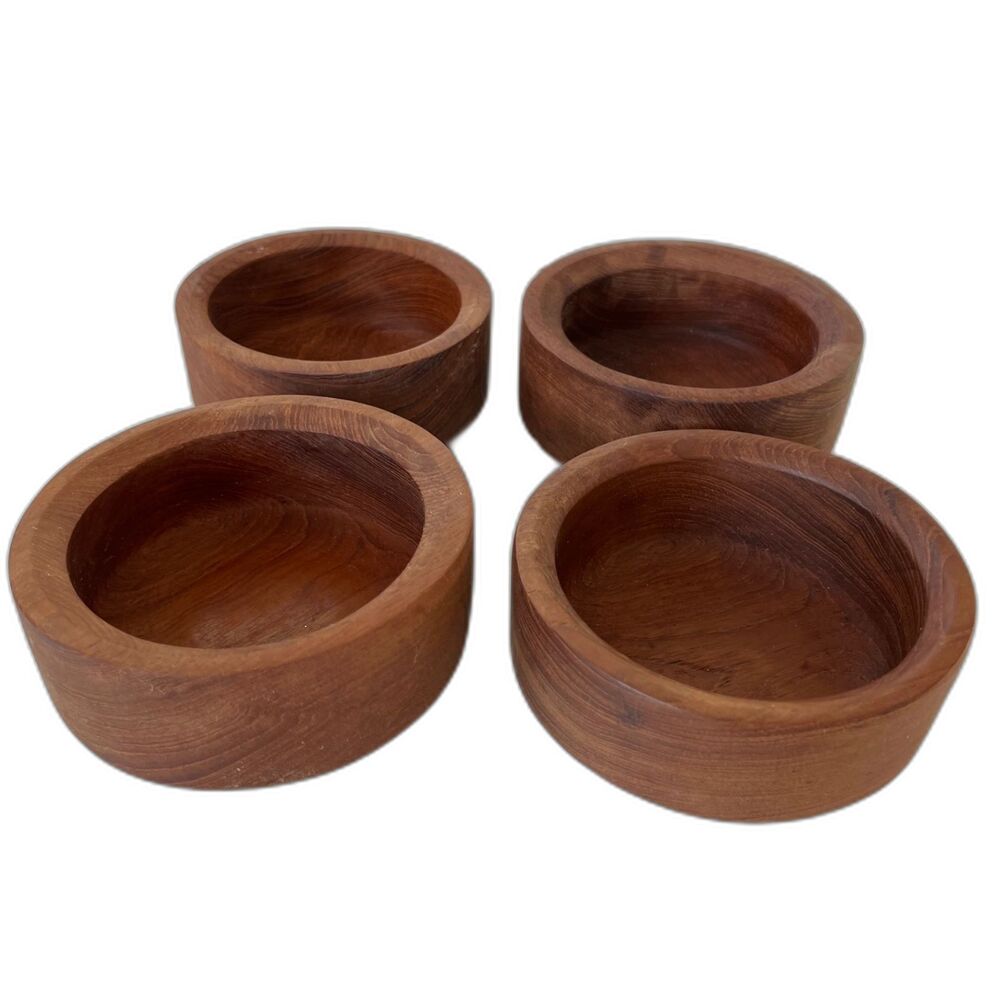 Set 4 VTG Wooden Mid Century Modern Salad Bowls GoodWood Thailand Teakware